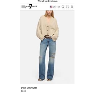 7 for All Mankind Low Straight Jeans.Size 30 NWTs.Color Wave